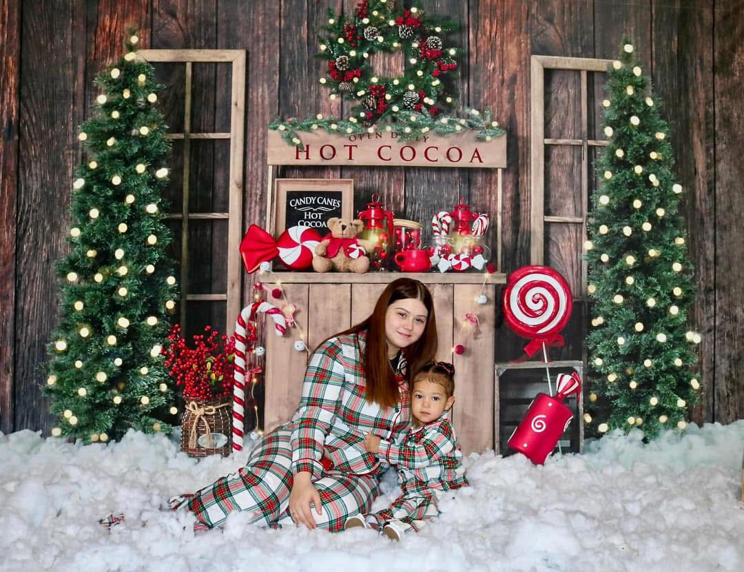 Kate Christmas Tree Backdrop Winter Hot Cocoa Designed by Emetselch