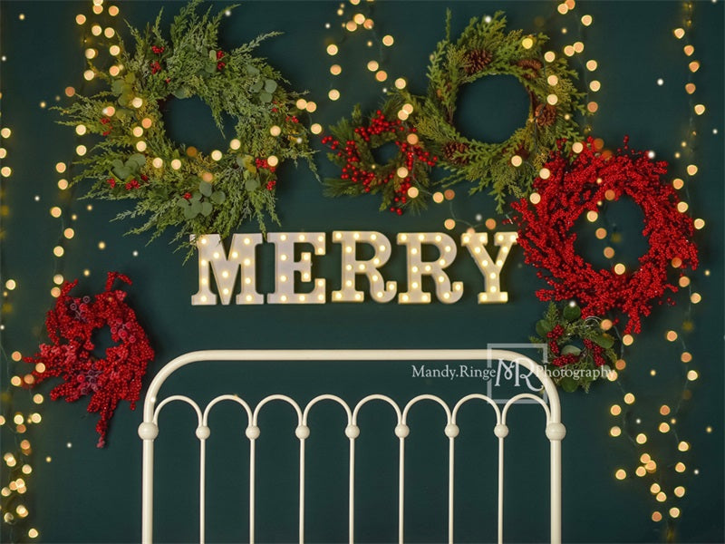 Kate Merry Christmas Fleece Backdrop Sparkle Headboard Designed By Mandy Ringe Photography - Kate Backdrop AU