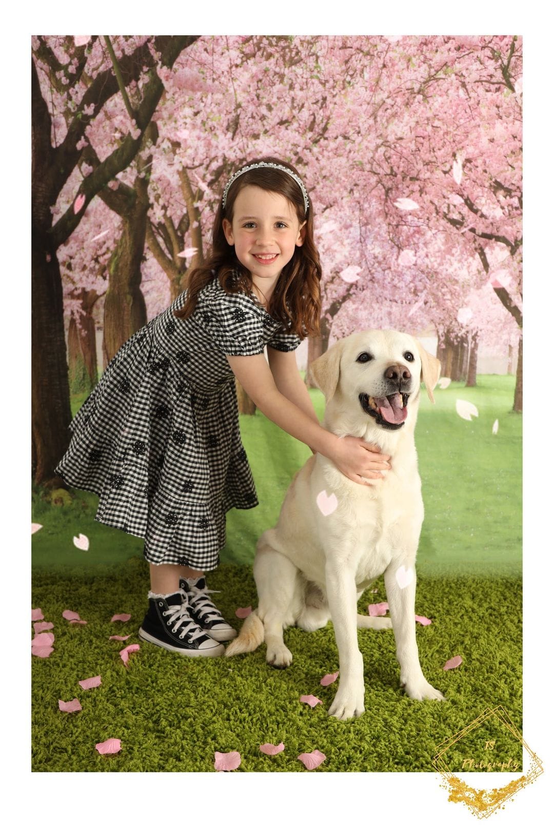 Kate Spring Flower Tree Grassland Backdrop+Kate Green Grassland Easter Wood Rubber Floor Mat