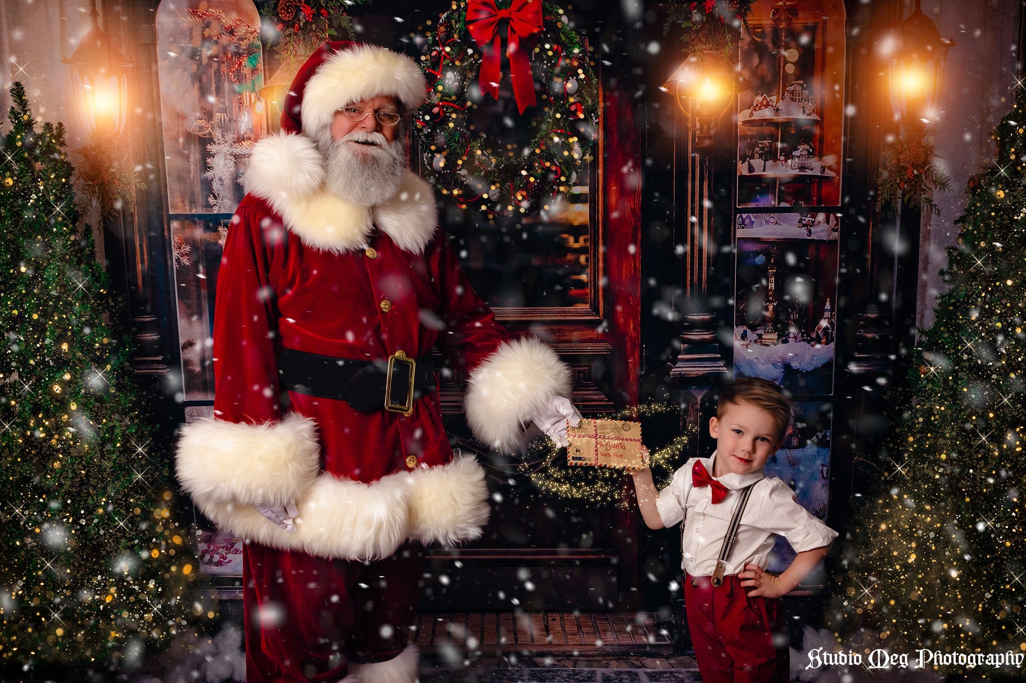 Kate Retro Christmas Backdrop Downtown Store for Photography - Kate Backdrop AU