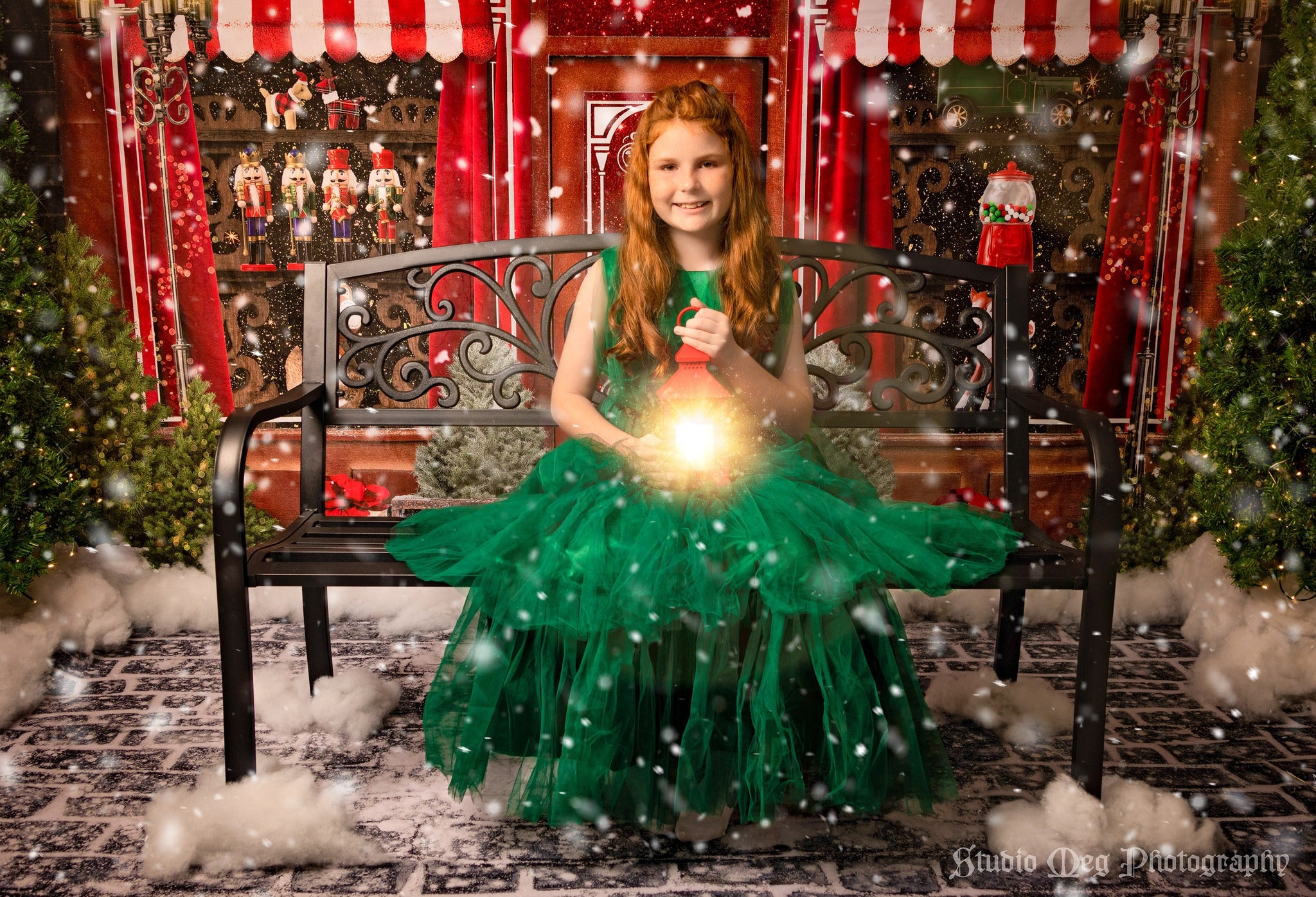Kate Holiday Christmas Winter Backdrop Vintage Toy Candy Store Santa Dogs Cats Shop Designed by Mandy Ringe Photography - Kate Backdrop AU
