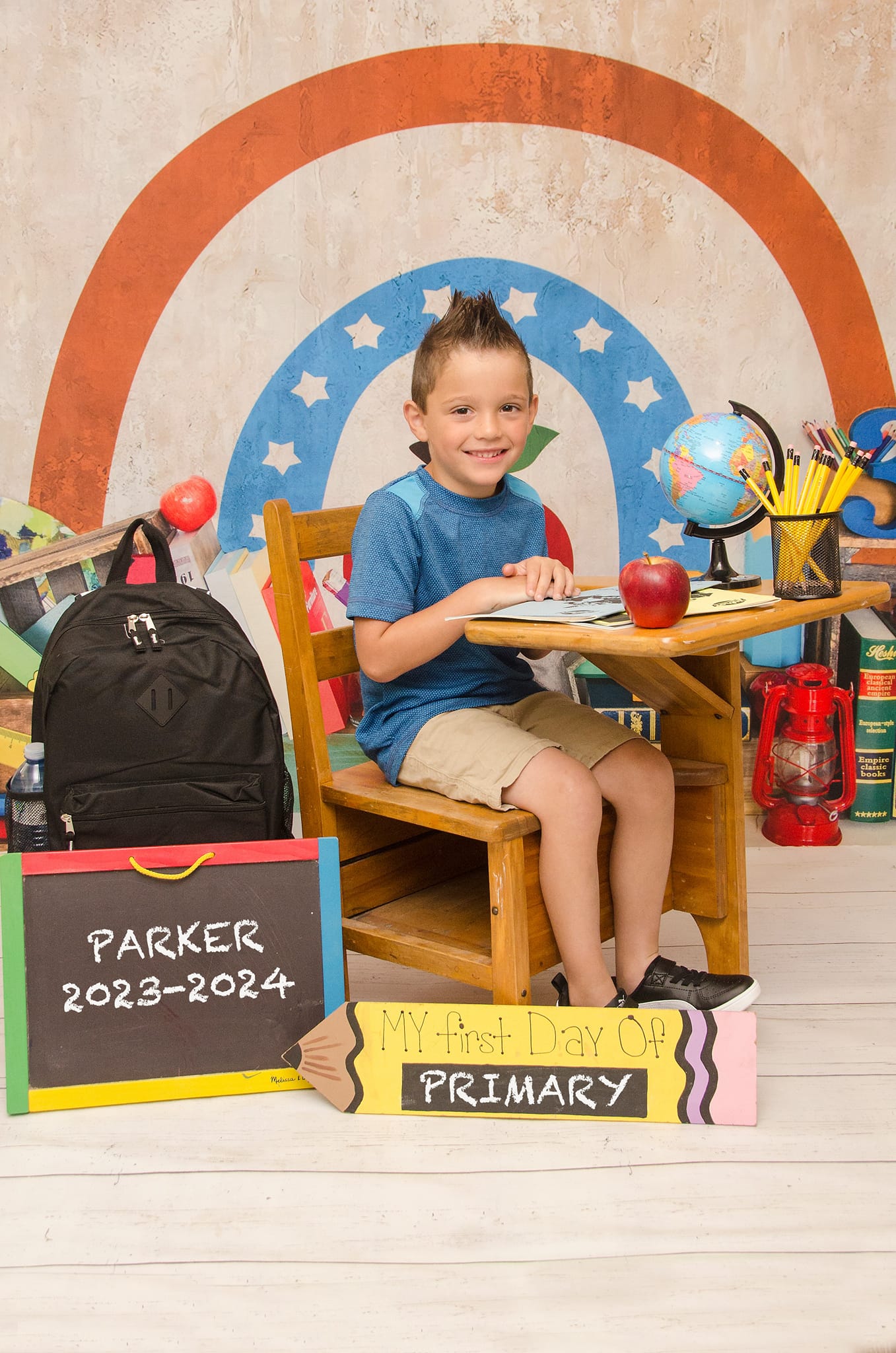 Kate Back to School Backdrop Apple Rainbow for Photography - Kate Backdrop AU