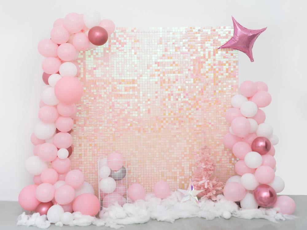 Kate Pink Sequin Wall Backdrop Party Cake Smash Designed by Emetselch(print, non-sequin props)