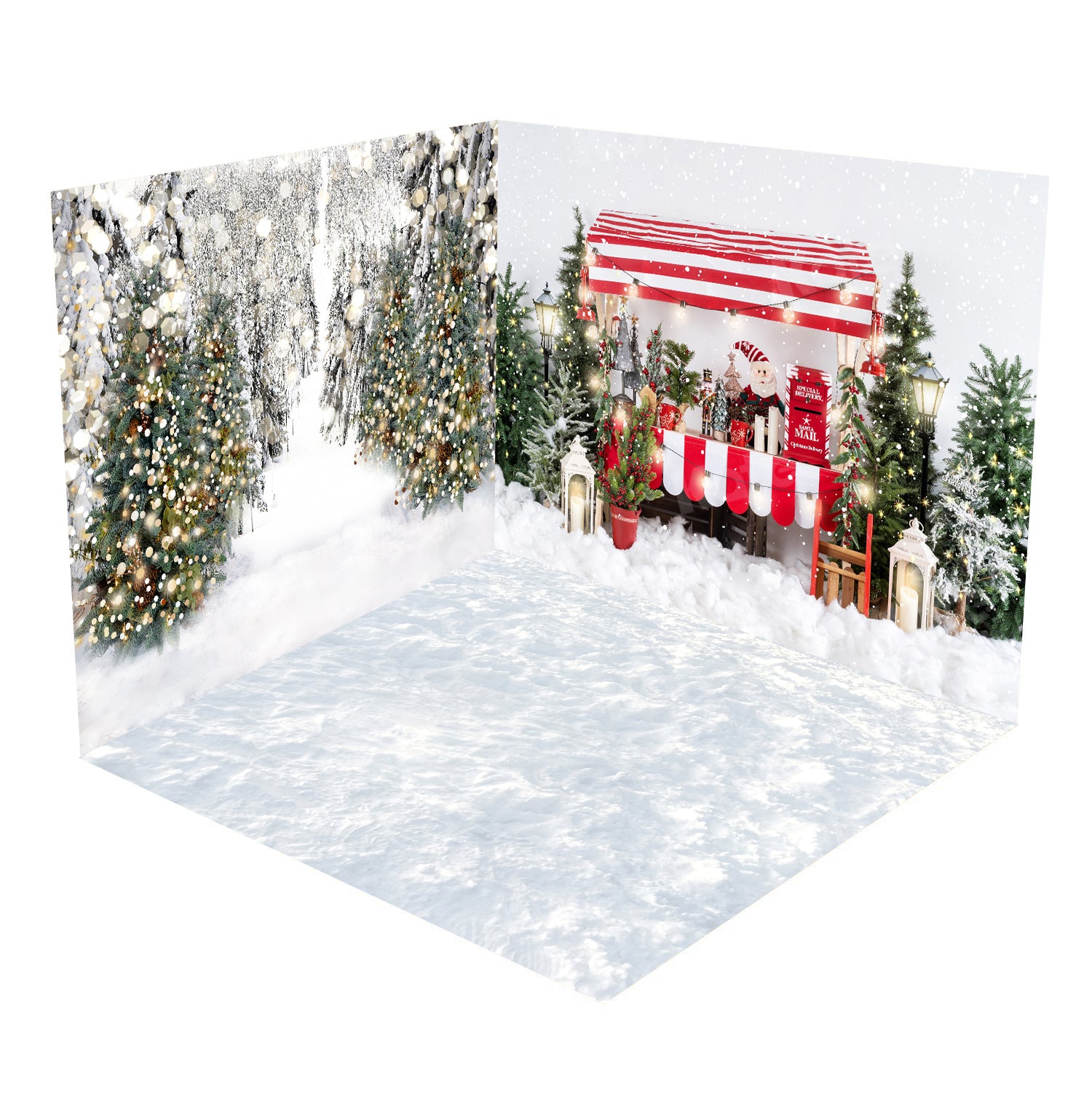 Kate Winter Christmas Tree Bokeh Snow Room Set(8ftx8ft&10ftx8ft&8ftx10ft)