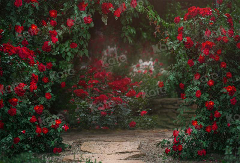 Kate Valentine's Day Backdrop Retro Flower Garden for Photography - Kate Backdrop AU