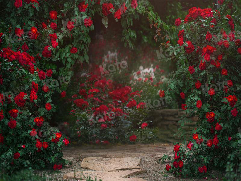 Kate Valentine's Day Backdrop Retro Flower Garden for Photography - Kate Backdrop AU