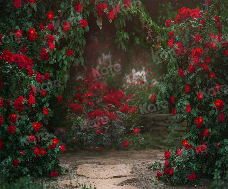 Kate Valentine's Day Backdrop Retro Flower Garden for Photography - Kate Backdrop AU