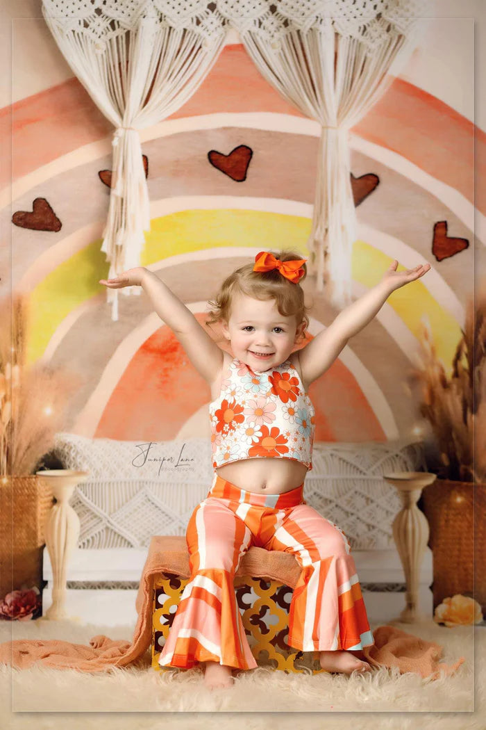 Kate Valentine's Day Boho Rainbow Birthday Backdrop for Photography - Kate Backdrop AU