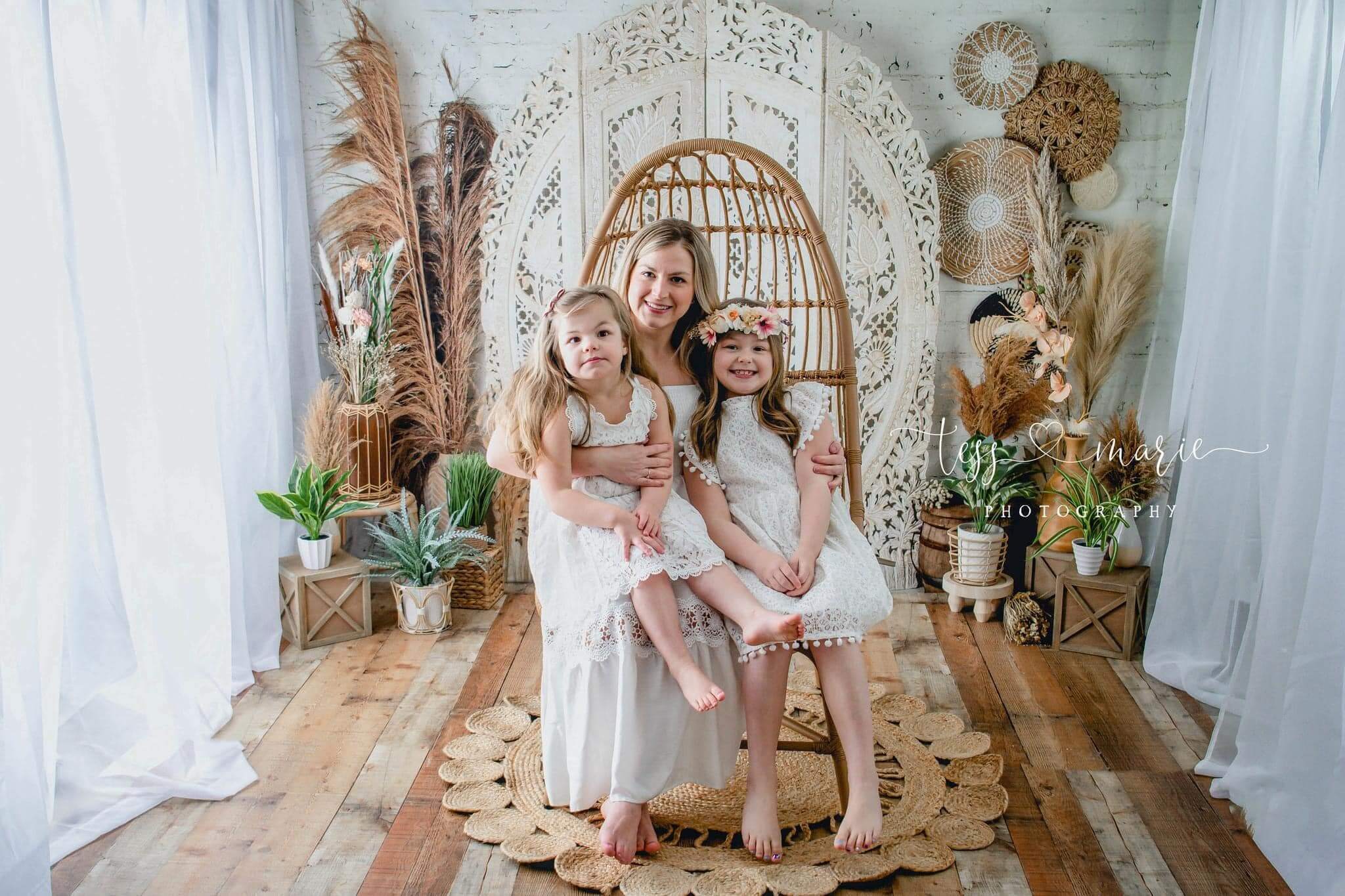 Kate Boho Screen with Pampas Grass Fleece Backdrop Designed by Mandy Ringe Photography - Kate Backdrop AU