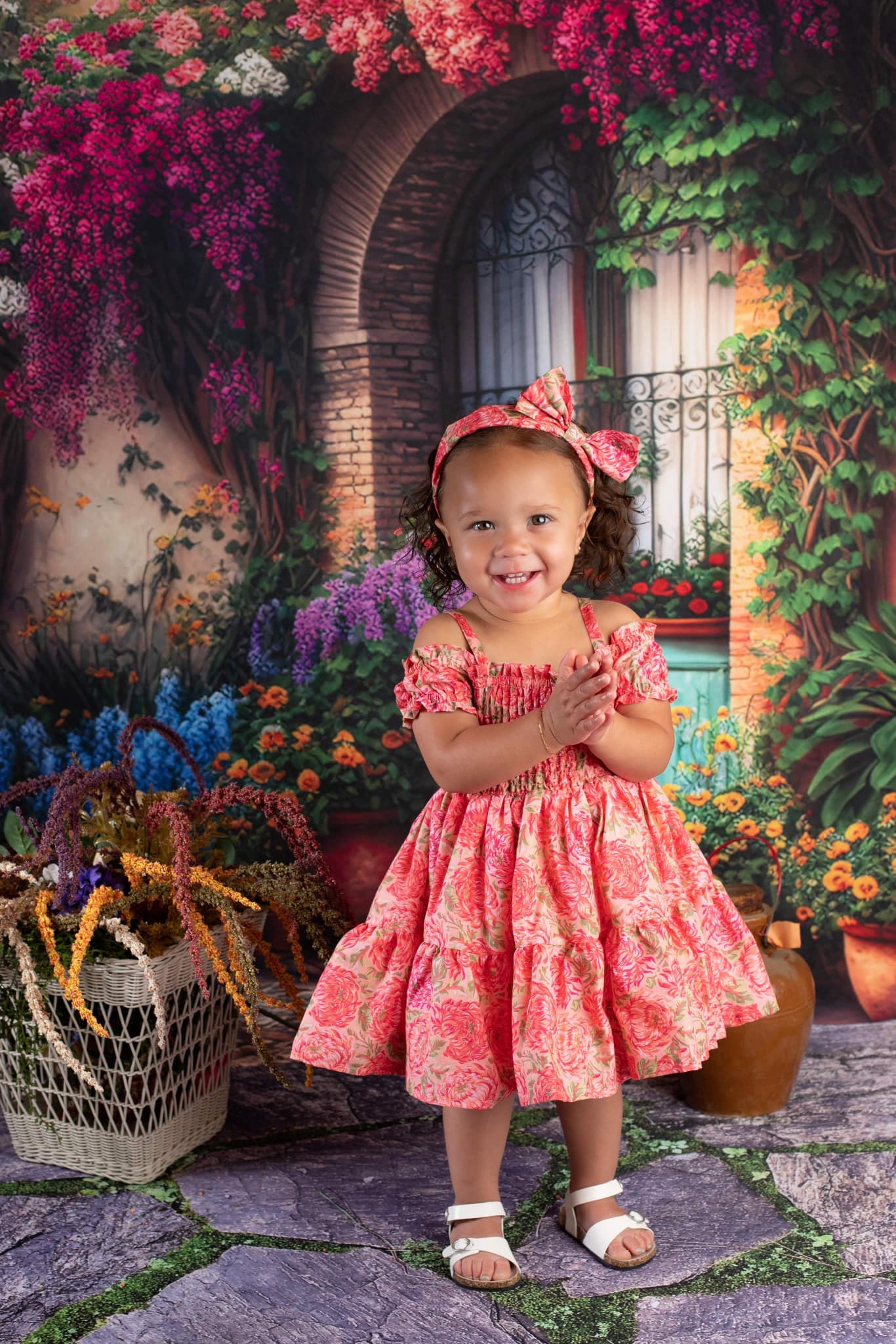 Kate Spring Floral Backdrop Colorful Casa Painted Outdoors Designed by Mini MakeBelieve - Kate Backdrop AU