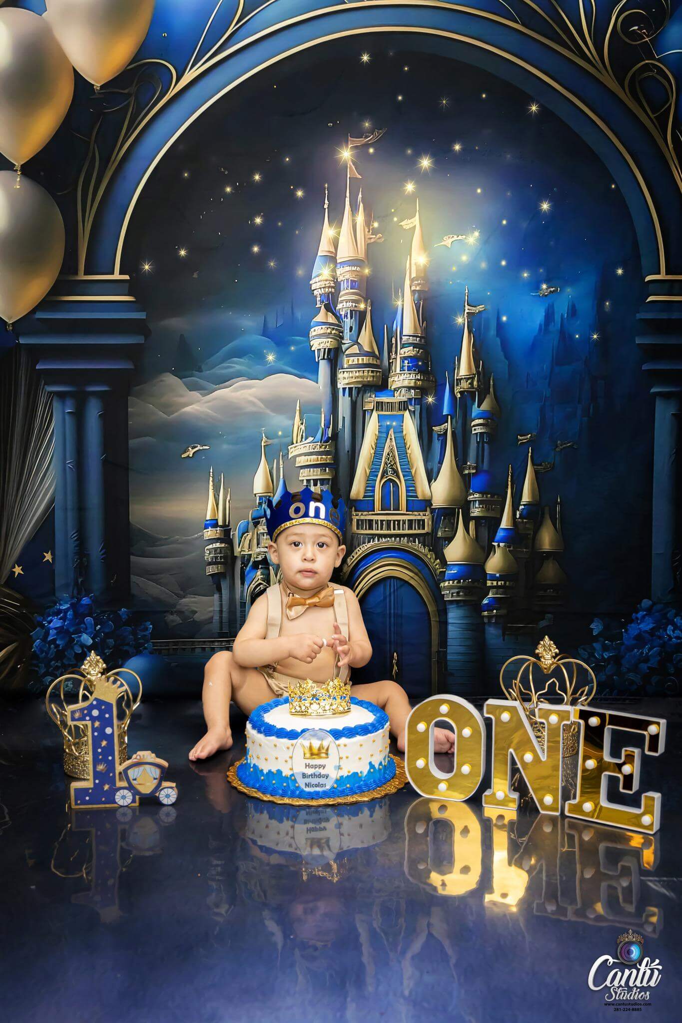 Kate Castle Blue Prince Birthday Fleece Backdrop Designed by Ashley Paul - Kate Backdrop AU