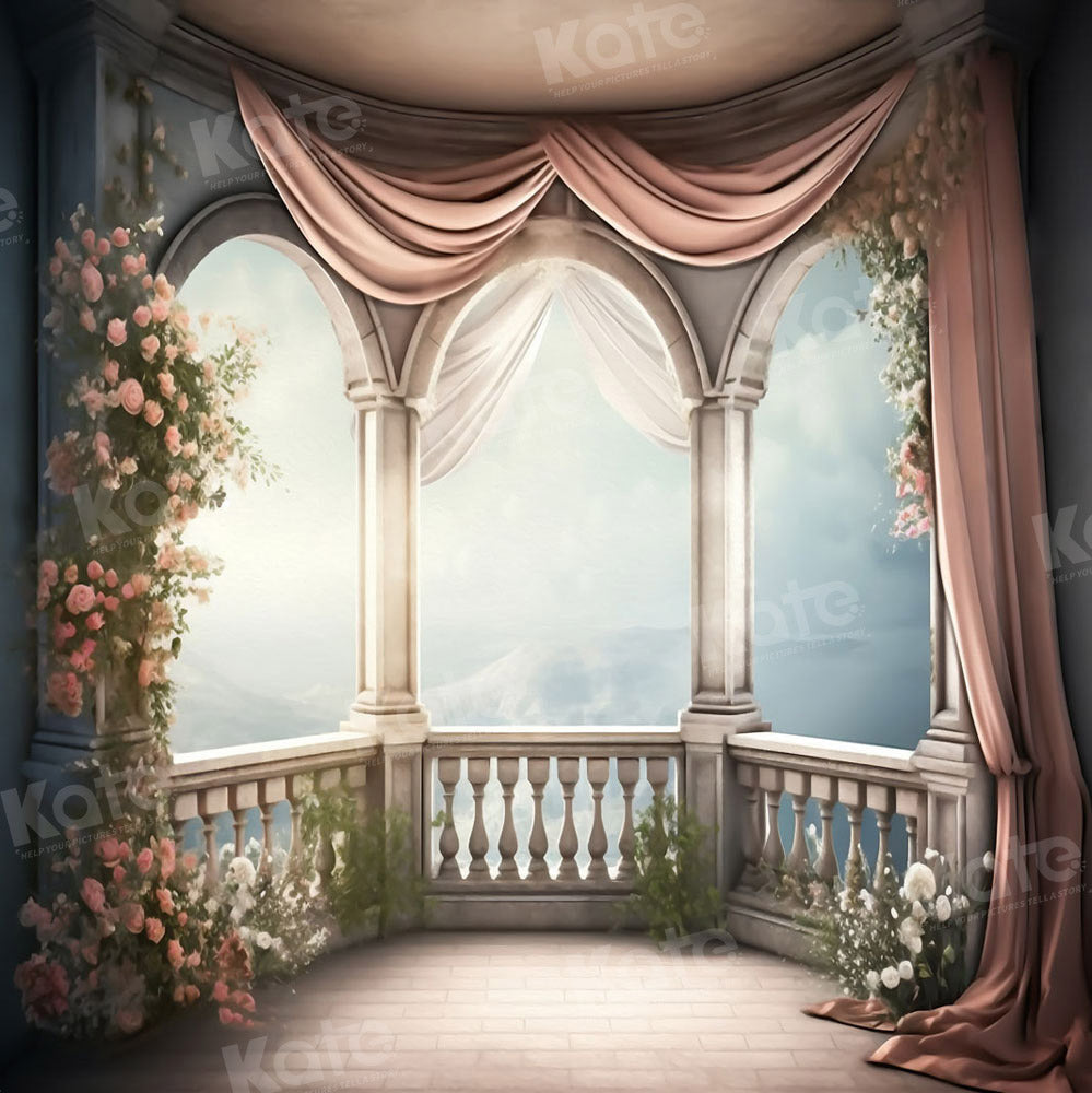 Kate Mountain Balcony Backdrop Spring Flowers Nature for Photography - Kate Backdrop AU