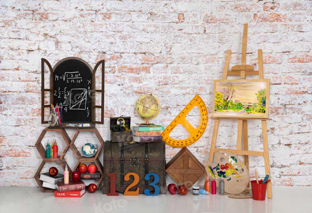 Kate Back to School Backdrop Brick Wall Designed by Emetselch - Kate Backdrop AU