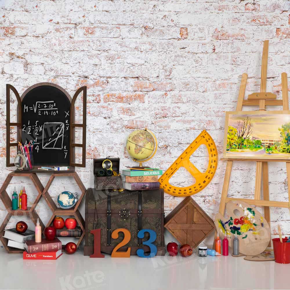 Kate Back to School Backdrop Brick Wall Designed by Emetselch - Kate Backdrop AU