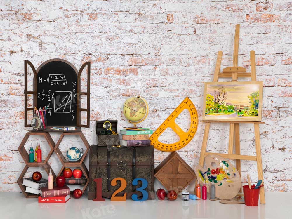 Kate Back to School Backdrop Brick Wall Designed by Emetselch - Kate Backdrop AU