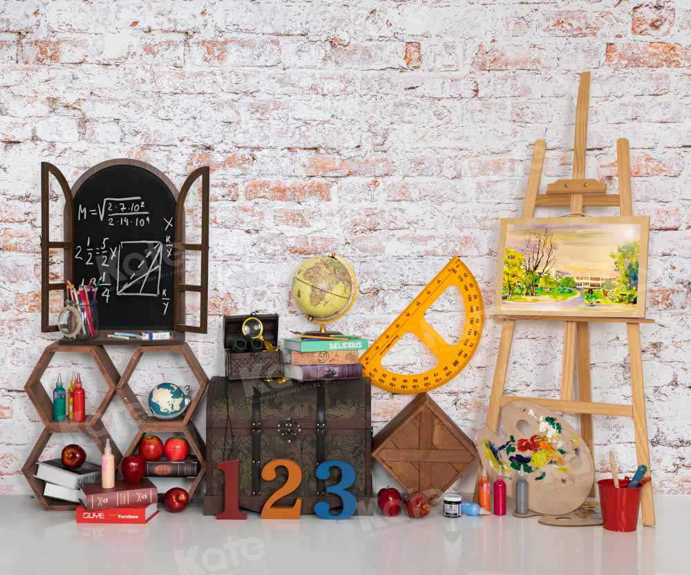 Kate Back to School Backdrop Brick Wall Designed by Emetselch - Kate Backdrop AU
