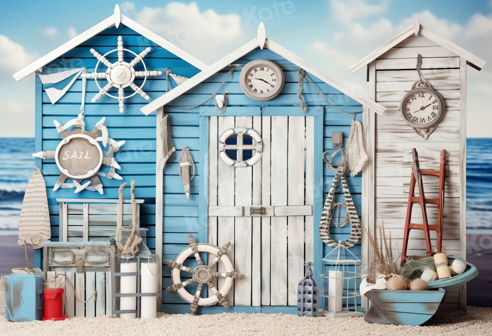 Kate Summer Backdrop Seaside Cabin Sailing Designed by Chain Photography