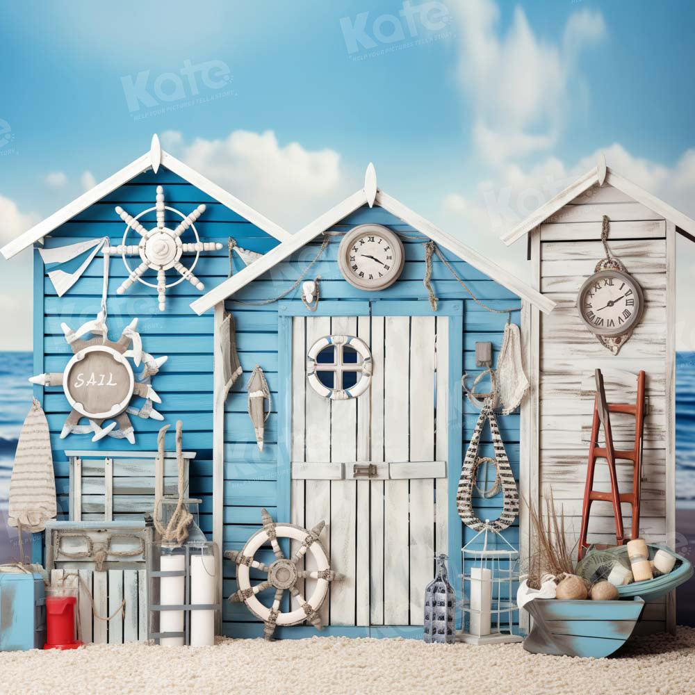 Kate Summer Backdrop Seaside Cabin Sailing Designed by Chain Photography - Kate Backdrop AU