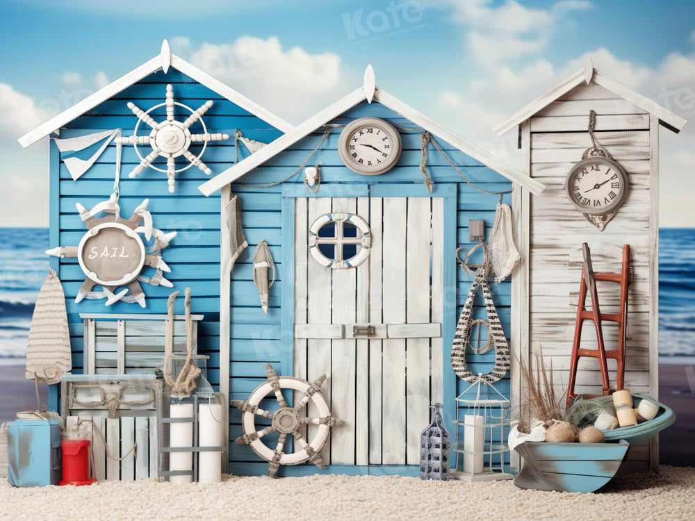 Kate Summer Backdrop Seaside Cabin Sailing Designed by Chain Photography - Kate Backdrop AU