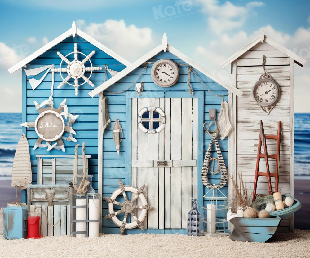 Kate Summer Backdrop Seaside Cabin Sailing Designed by Chain Photography - Kate Backdrop AU