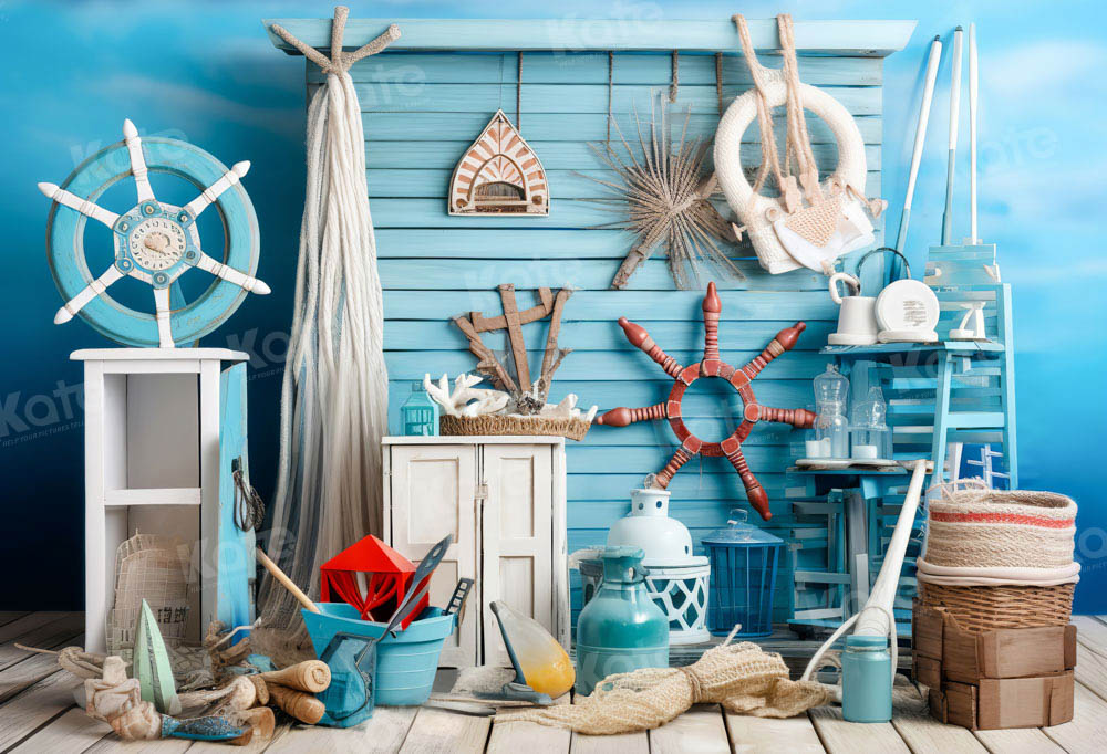Kate Summer Blue Seaside Sailing Backdrop Designed by Chain Photography - Kate Backdrop AU