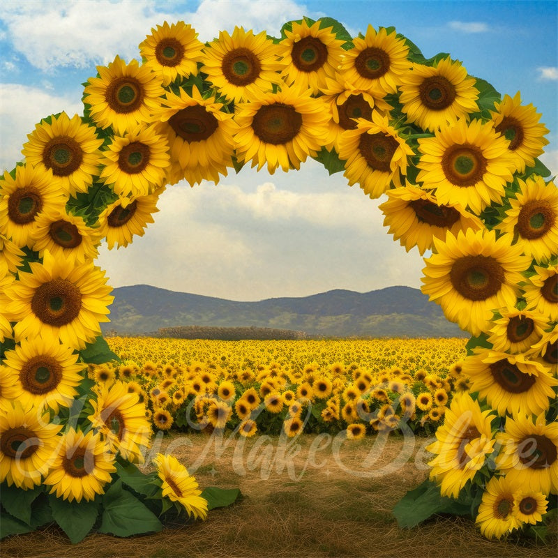 Kate Painterly Sunflower Field Arch Backdrop Designed by Mini MakeBelieve - Kate Backdrop AU