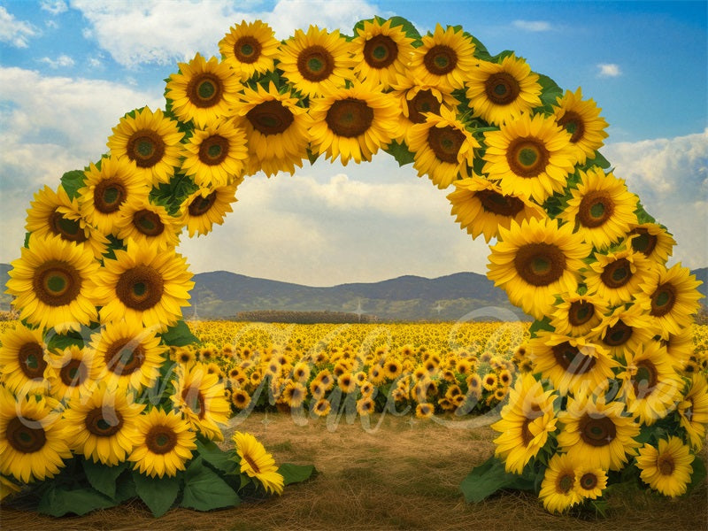 Kate Painterly Sunflower Field Arch Backdrop Designed by Mini MakeBelieve - Kate Backdrop AU