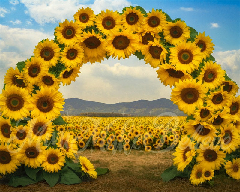 Kate Painterly Sunflower Field Arch Backdrop Designed by Mini MakeBelieve - Kate Backdrop AU