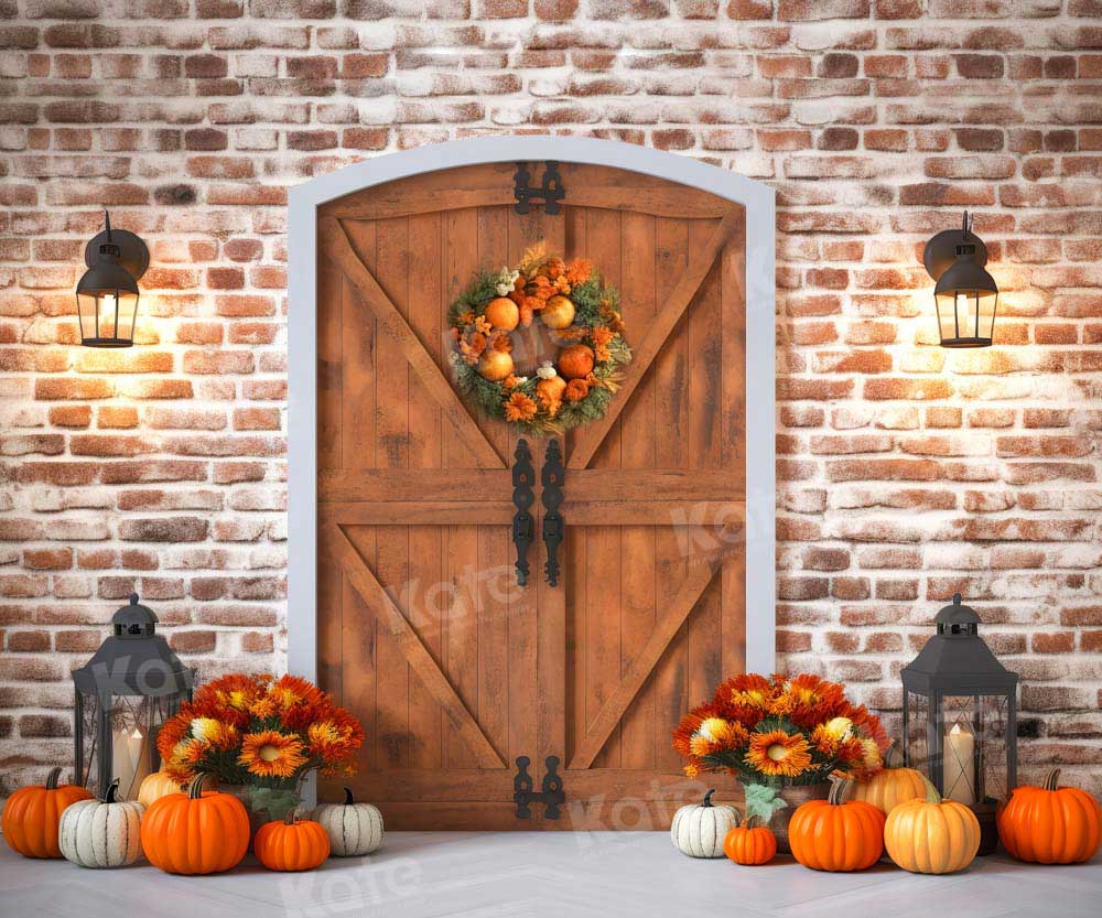Kate Autumn Pumpkin Brick Backdrop Designed by Chain Photography