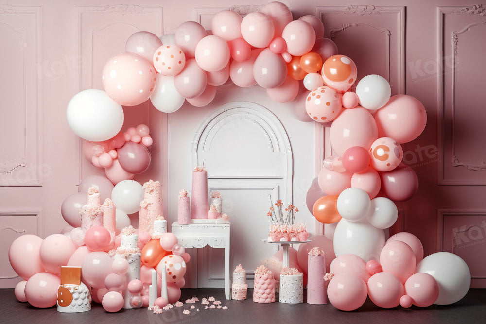 Kate Pink Balloons Birthday Party Backdrop Designed by Chain Photography