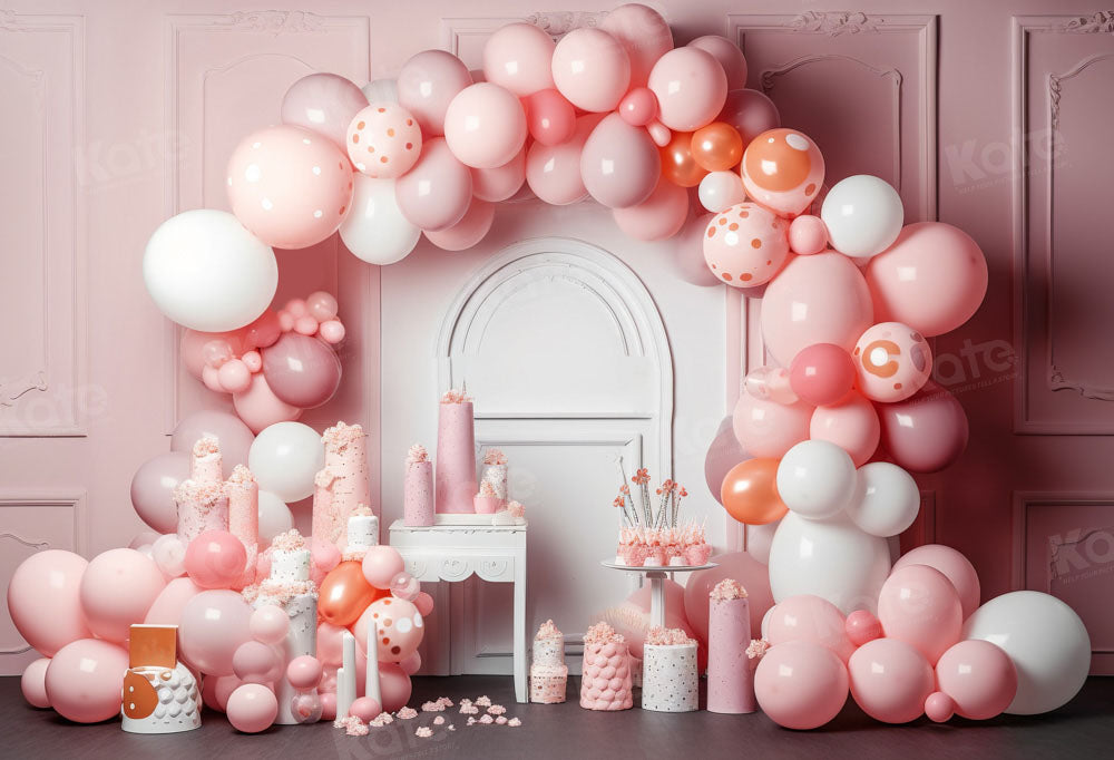 Kate Pink Balloons Birthday Party Backdrop Designed by Chain Photography