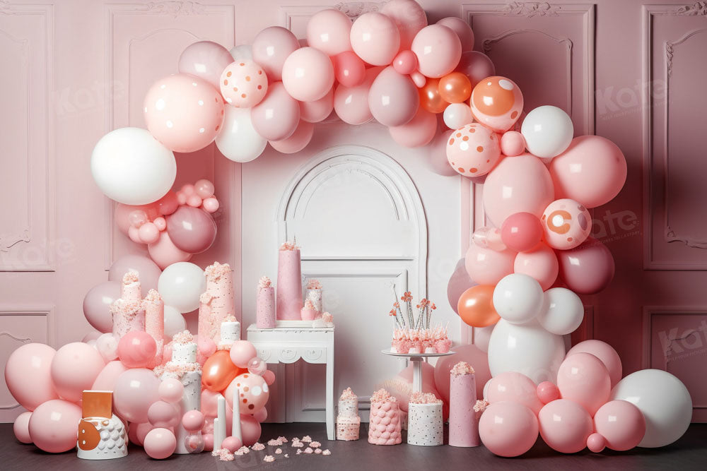 Kate Pink Balloons Birthday Party Backdrop Designed by Chain Photography - Kate Backdrop AU