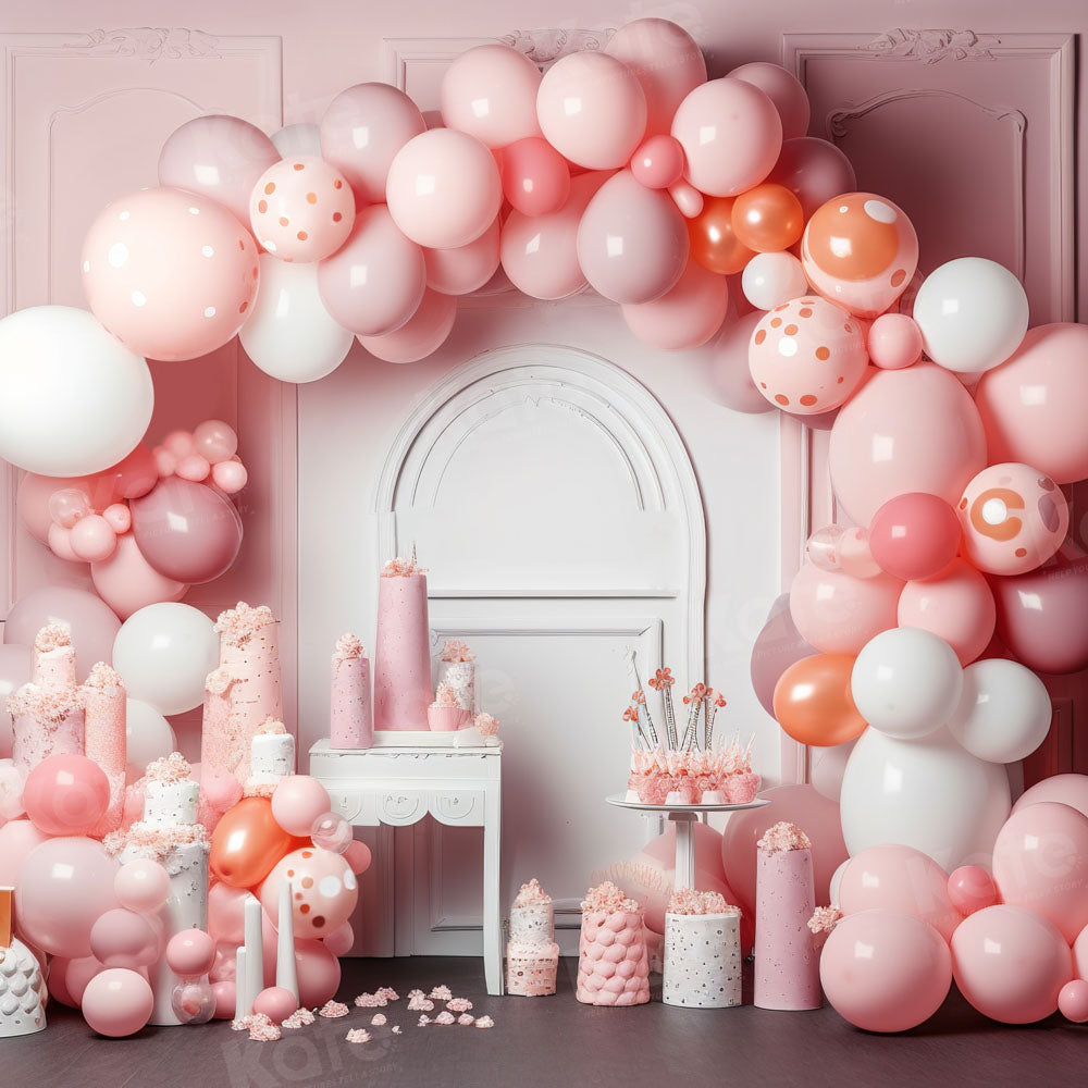 Kate Pink Balloons Birthday Party Backdrop Designed by Chain Photography