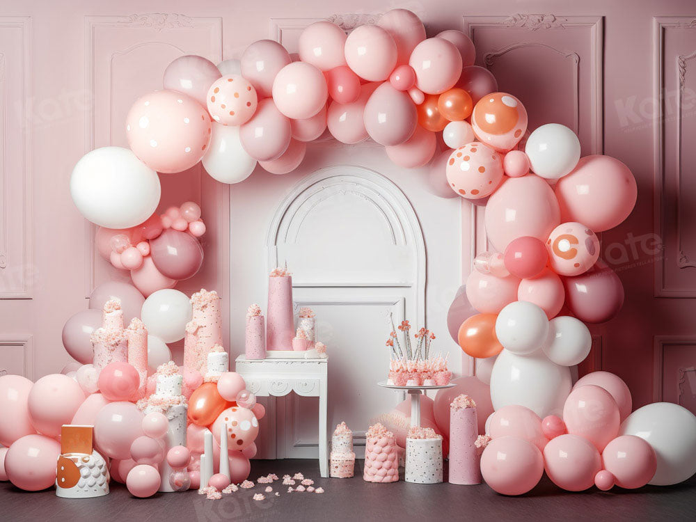 Kate Pink Balloons Birthday Party Backdrop Designed by Chain Photography