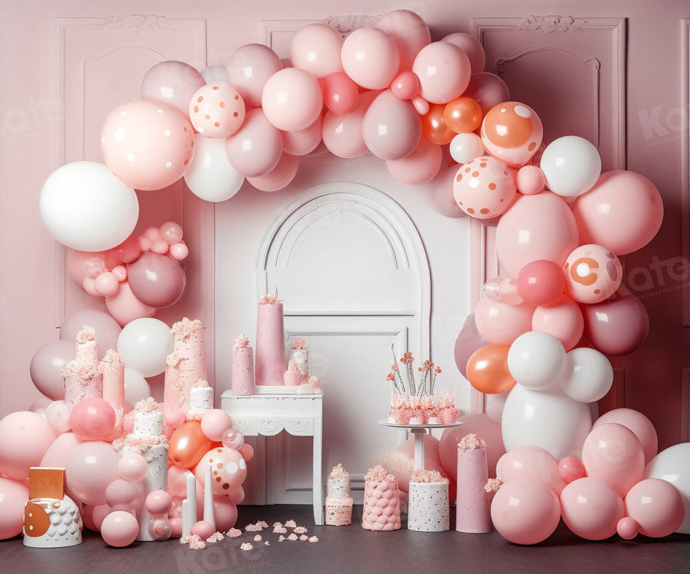 Kate Pink Balloons Birthday Party Backdrop Designed by Chain Photography