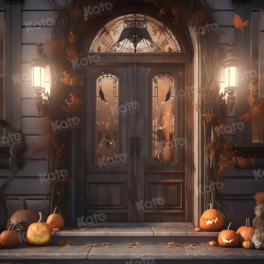 Kate Autumn Pumpkin Halloween Backdrop Door for Photography