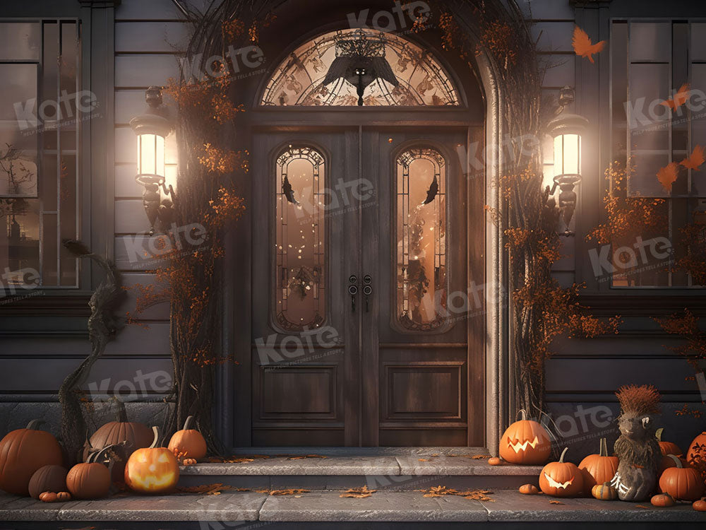 Kate Autumn Pumpkin Halloween Backdrop Door for Photography
