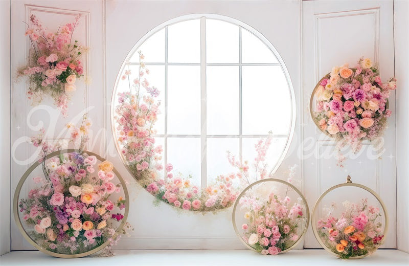 Kate Round Window Flowers Backdrop Mothers Day Designed by Mini MakeBelieve - Kate Backdrop AU