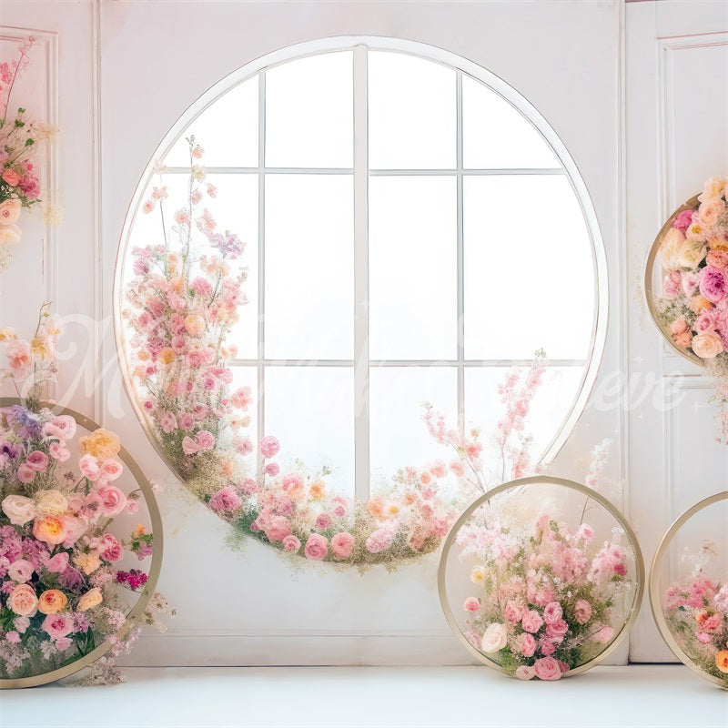 Kate Round Window Flowers Backdrop Mothers Day Designed by Mini MakeBelieve - Kate Backdrop AU