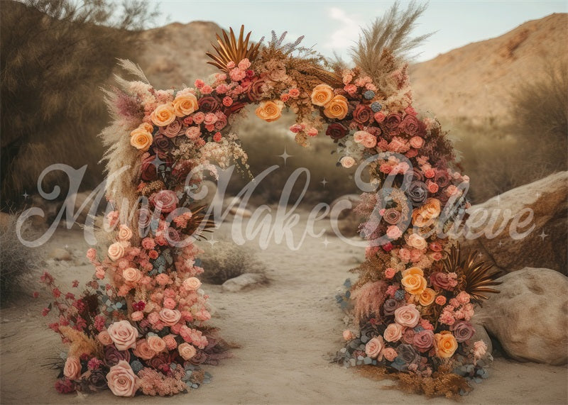 Kate Desert Mountain Lush Floral Arch Backdrop Designed by Mini MakeBelieve - Kate Backdrop AU