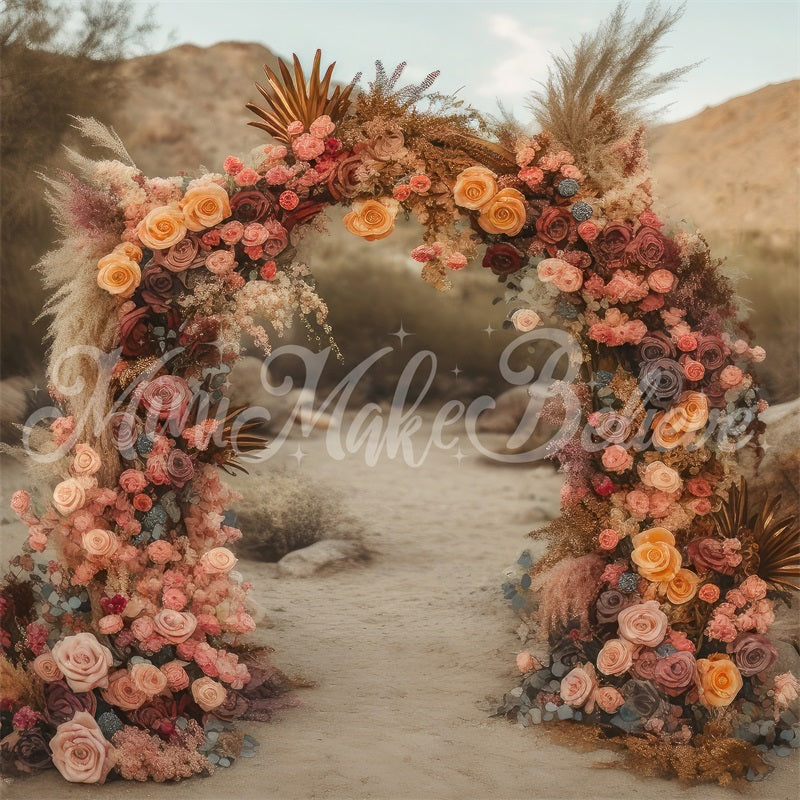 Kate Desert Mountain Lush Floral Arch Backdrop Designed by Mini MakeBelieve - Kate Backdrop AU