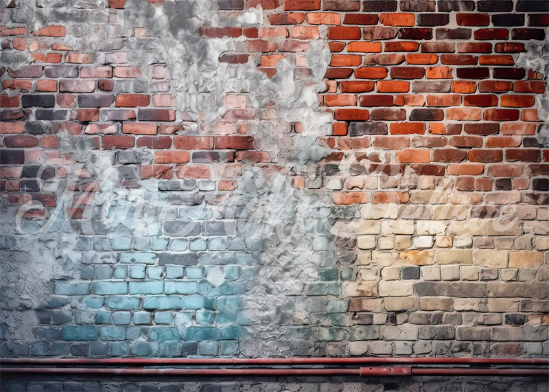 Kate Distressed Brick Wall with Pipe Backdrop Designed by Mini MakeBelieve - Kate Backdrop AU
