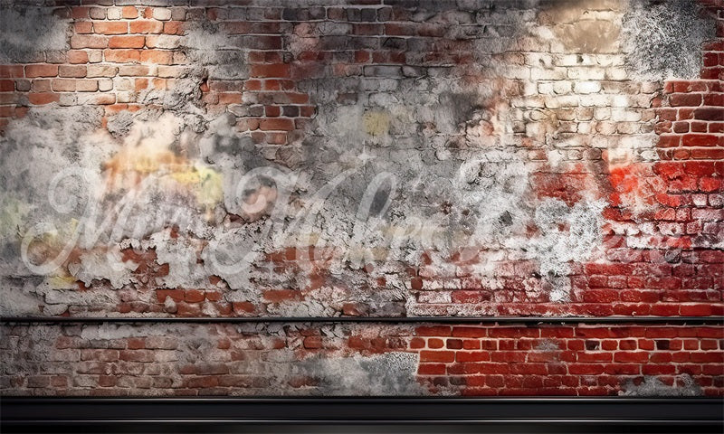 Kate Distressed Brick Wall with Trim Birthday Cake Smash Backdrop Designed by Mini MakeBelieve - Kate Backdrop AU