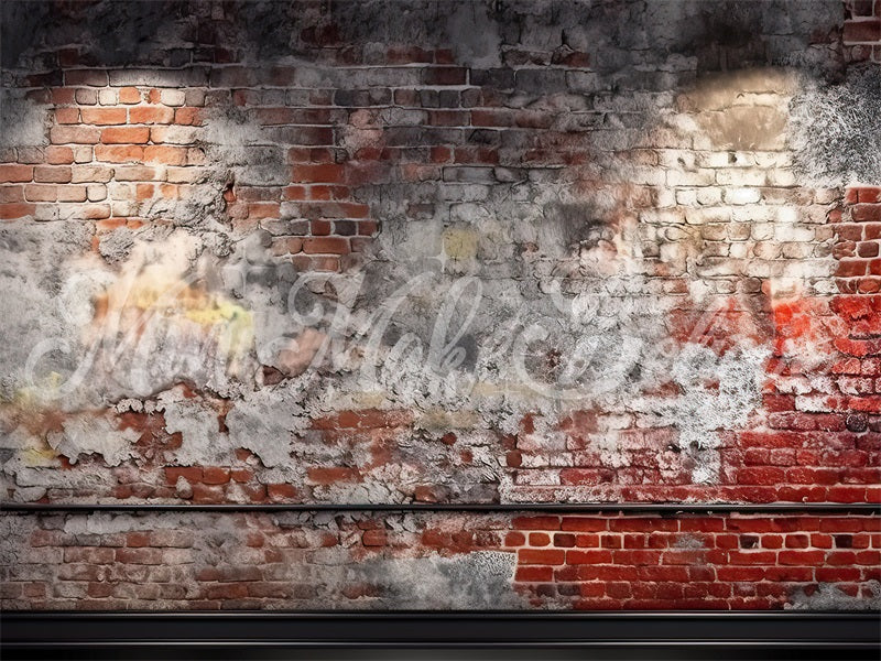 Kate Distressed Brick Wall with Trim Birthday Cake Smash Backdrop Designed by Mini MakeBelieve - Kate Backdrop AU