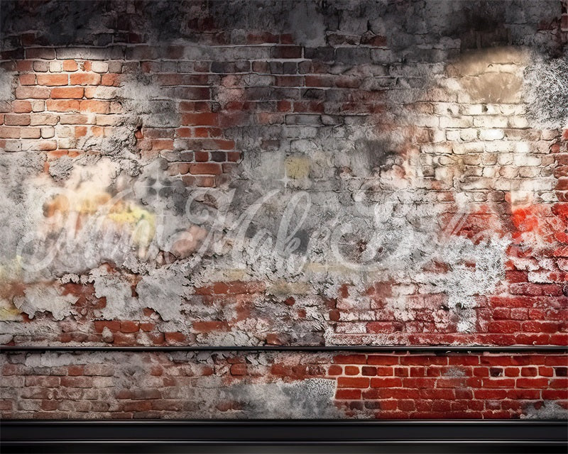 Kate Distressed Brick Wall with Trim Birthday Cake Smash Backdrop Designed by Mini MakeBelieve - Kate Backdrop AU