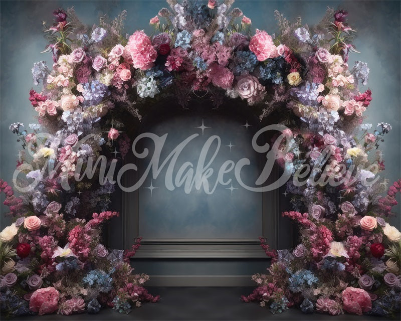 Kate Fine Art Blue Pink Purple Floral Arch Interior Backdrop Designed by Mini MakeBelieve - Kate Backdrop AU