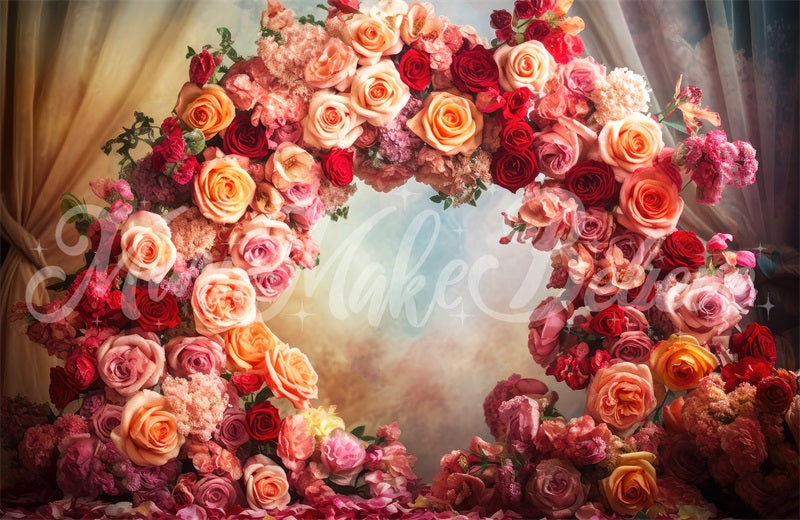 Kate Fine Art Floral Flower Circle Backdrop Curtains Mothers Day Birthday Designed by Mini MakeBelieve - Kate Backdrop AU