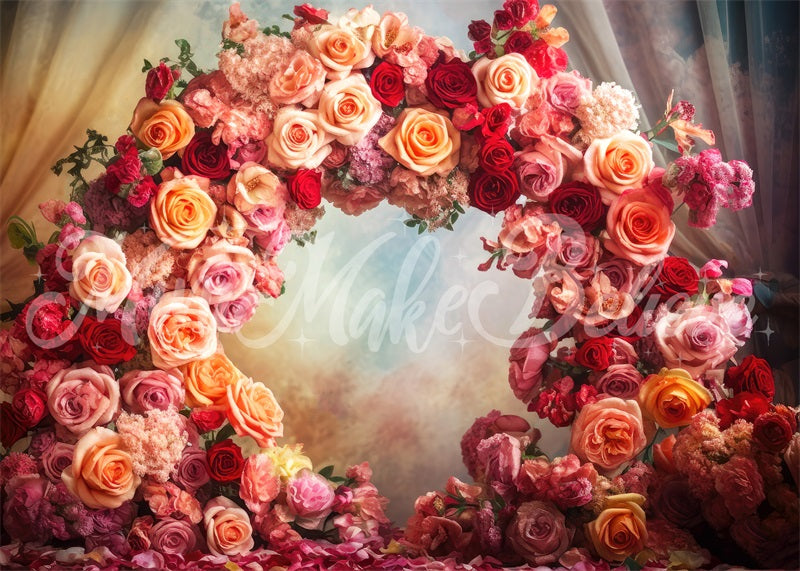 Kate Fine Art Floral Flower Circle Backdrop Curtains Mothers Day Birthday Designed by Mini MakeBelieve - Kate Backdrop AU