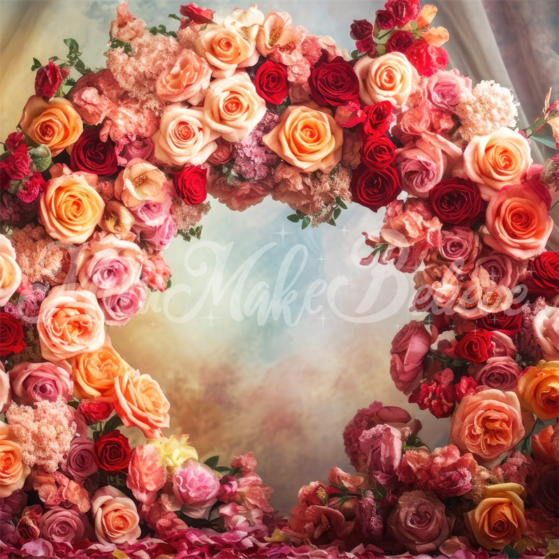 Kate Fine Art Floral Flower Circle Backdrop Curtains Mothers Day Birthday Designed by Mini MakeBelieve - Kate Backdrop AU