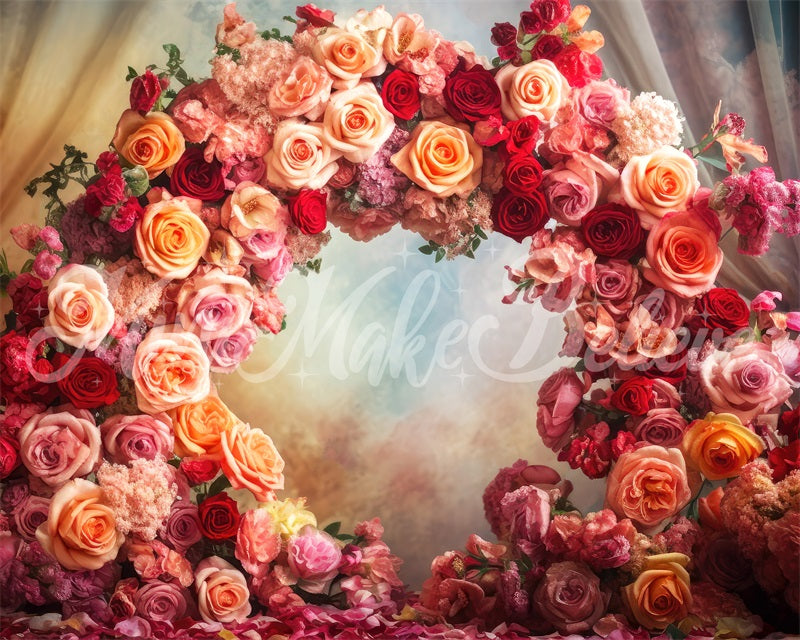 Kate Fine Art Floral Flower Circle Backdrop Curtains Mothers Day Birthday Designed by Mini MakeBelieve - Kate Backdrop AU
